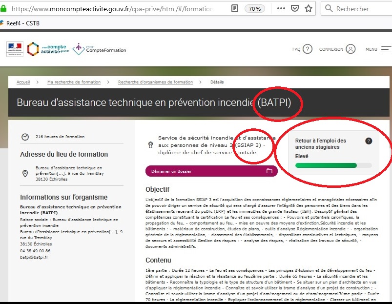 Rretour à l'emplois des anciens stagiaires SSIAP3-Elevé